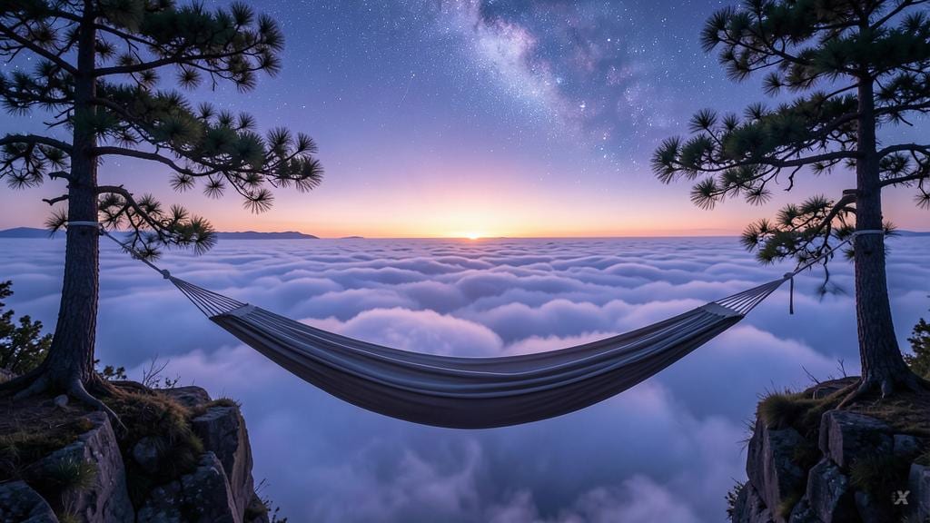 Weiche Wolken, die sich langsam über einen stillen Horizont bewegen