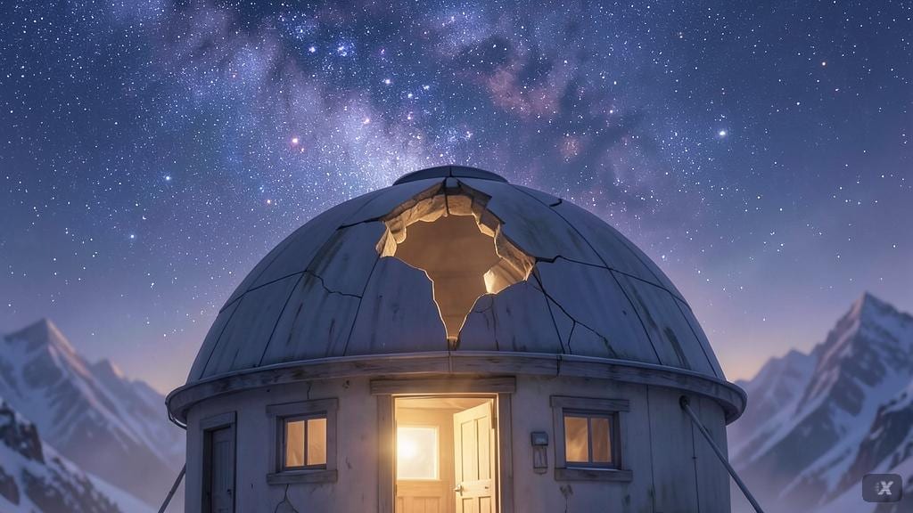 Un observatorio bajo el cielo estrellado de medianoche
